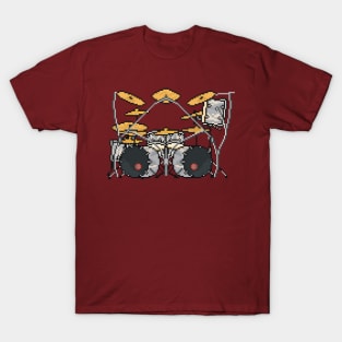 Pixel Crazy Silver Drum Set T-Shirt